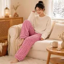 [라일리여성언더웨어] Rly 여성 극세사 동계 파자마 수면용 바지