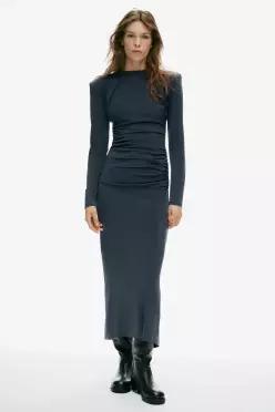ZARA 패드 드레이프 미디 원피스 - 그레이 4772/242/802