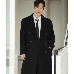 [12월 26일 배송] DRAW FIT [서강준 PICK]프리미어 울 맥시 더블 체스터 코트 [BLACK] DFCT5403BK 219258