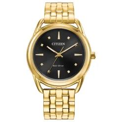 Citizen 시티즌 드레스 여성용 에코 드라이브 골드 스테인리스 스틸 시계 36MM FE7092-50E 600589