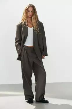 ZARA 더블 플리츠 팬츠 - 브라운 4391/552/700