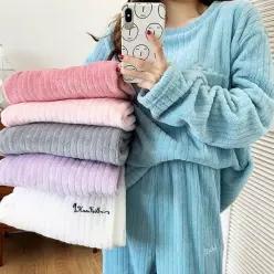 여자 데일리 극세사 수면잠옷 상하세트 여성 잠옷세트 파자마 홈웨어 실내복