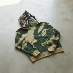 MUST IT_베이프 메가 ABC 카모 더블 샤크 릴렉스드 핏 풀 집 후드 M GREEN 001ZPL801306MGRN 3773299