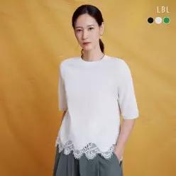 (런칭가 79,900원)(26 SUMMER) 프렌치린넨 블렌디드 레이스 반팔 니트