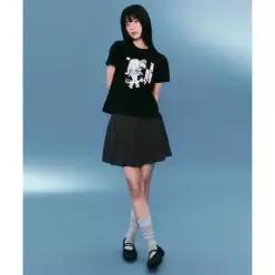 SPAO miigo 세미 크롭 반팔 티셔츠블랙 SPRLG25U21