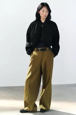 ZARA 자라 플리츠 벨트 루프 팬츠 - 라임 그린 1255/568/510