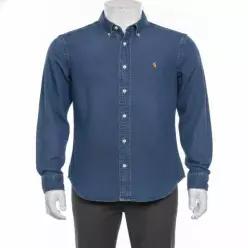 POLO RALPH LAUREN 슬림핏 데님 셔츠-블루