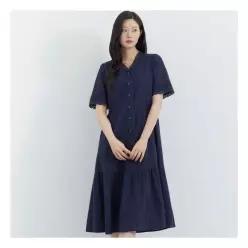 지센 2컬러 코튼 펀칭레이스 핏앤플레어 원피스 OPQ508 1394882