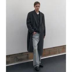 {매장정품}무신사 스탠다드 MUSINSA STANDARD 캐시미어 블렌드 대디 숄더 더블 롱 코트 [건메탈]MMJCTBZ04-