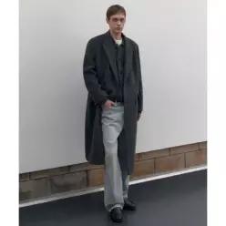 {매장정품}무신사 스탠다드 MUSINSA STANDARD 캐시미어 블렌드 대디 숄더 더블 롱 코트 [건메탈]MMJCTBZ04-