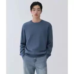 무신사스탠다드 MUSINSA STANDARD 워셔블 수피마 코튼 크루 넥 니트 [블루 그레이] MMEWL1Z01-BY 231812