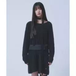 10월 2일 배송 뚜오미오 HEART CABLE WOOL DRESS SCARF BLACK