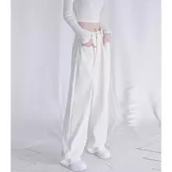 AVANDRESS BUCKLE WIDE DENIM PANTS CREAM