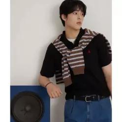 BEANPOLE MEN 오픈넥 소프트 반달피케 티셔츠 블랙 2420359