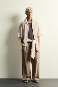 ZARA 텍스처 릴렉스핏 셔츠 - 그레이 베이지 7380/360/720
