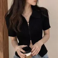 [라일리여성의류] Rly 여성 골지 니트 지퍼 카라넥 집업