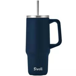 S'well Recycled Stainless Steel Tumbler XL with Straw and Handle, 30oz, Azurite, Triple Layered Vacu