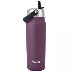 S'well Recycled Stainless Steel Explorer with Flip Straw Lid, 24oz, Plum, Triple Layered Vacuum Insu