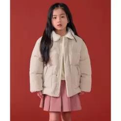 (백화점상품)MUSINSA STANDARD KIDS 칼라드 코듀로이 푸퍼 숏 패딩 재킷 [크림]MKDJJBZ09-CR
