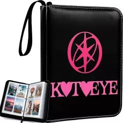 KATEYE 400 포켓 포토 카드 바인더 지퍼가 달린 PU 가죽 앨범 50개의 탈부착 가능한 슬리브가 있는 3공