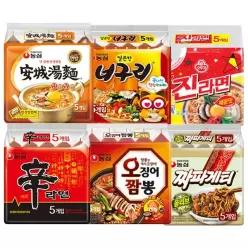 (H)라면 멀티팩 6종 (신라면+오징어짬뽕+짜파게티+안성탕면+너구리+진라면매운맛) 총 30입