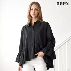 GGPX 정상가 129000원 | 러블리 넥 리본 프릴 스트링 긴팔 블라우스 GQCBA032D 468497