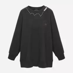 써스데이아일랜드 정상가 179,000원 웨이브 절개 롱 스웻셔츠_T256MST902W