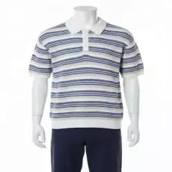 SPAO 스파오 [COOL] 부클 칼라넥 멀티 스트라이프 반팔 니트_SPKWG37M03 630649