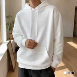 그레이 화이트 남성 후드 데일리 커플 남자 티셔츠 슬림핏 티 남여공용 블랙 상의 기본 3772667