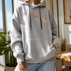 그레이 남성 블랙 남자 후드 데일리 일반핏 커플 티셔츠 레인보우 티 상의 기본 의류 옷 3772674