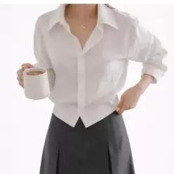 [하프클럽/]여성 핀턱 긴팔 크롭 블라우스 셔츠 데일리 페미닌 상의