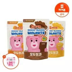 [머거본] 벨리곰 호두정과 3종 인절미,초코,카라멜 80g 각 1봉지 총3봉지 +리유저블백