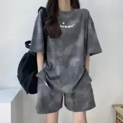[하프클럽/]기본 캐주얼 포인트 반팔 반바지 세트 블랙 XL