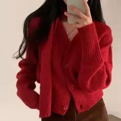 [다잇템]포인트 데일리 여자 가을 겨울 데일리 포근한 따뜻한 브이넥 다잇템
