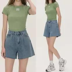 [하프클럽/]데일리 여자 간절기 데일리 핀턱 와이드 데님 청바지 포인트