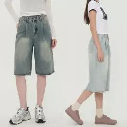 [하프클럽/]데일리 여자 데일리 캐주얼 편안한 와이드 데님 팬츠 포인트