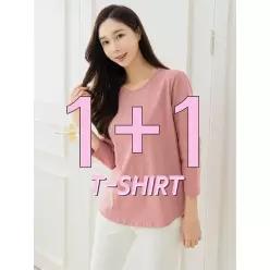 [하프클럽/] 1 1 여자 봄 여름 이너 기본 슬라브 면 7부 티셔츠 40-50대 중년 여