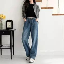 [하프클럽/]데일리 여자 데일리 밴딩 스트레이트 일자핏 데님 포인트