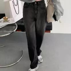 [하프클럽/]데일리 여자 빈티지 워싱 데일리 와이드 블랙진 데님 팬츠 미니
