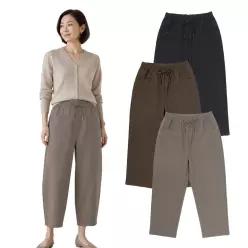 여성 가을 간절기 바나나 9부 스판 밴딩 항아리 배기팬츠 중년 통바지 엄마 빅사이즈 6002