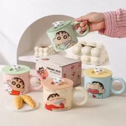짱구 귀여운 손잡이 입체뚜껑+머그컵세트 360ML