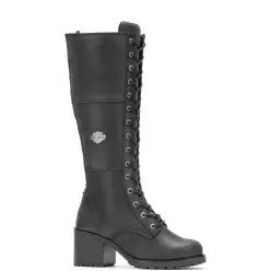 Harley-davidson 할리-데이비슨 알도나 14인치 레이스 D87270 여성용 검정 가죽 오토바이 부츠 - 검정, 중