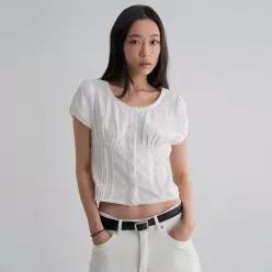 백화점 에잇세컨즈 여성 캡소매 반팔 블라우스 화이트 356765WMA1