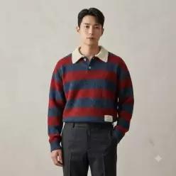 BEYOND CLOSET [COLLECTION LINE] 뉴 젠틀 럭비 폴로 니트 버건디