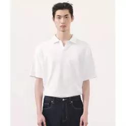 무신사 스탠다드 MUSINSA STANDARD 슬릿 넥 피케 폴로 셔츠 [화이트] 1387525 MMJTP6Z0
