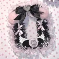 수제 3인치 PVC 포토카드 홀더 핑크 블랙 레오파드 레이스 리본 플러시 KPOP 폴라로이드 사진 보호 슬리브