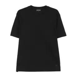 엠포리오아르마니 체스트 로고 텍스처 패턴 크루넥 티셔츠 EM007038 AF10762FB561