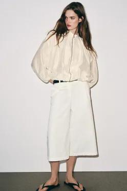 [100%정품인증] ZARA 벨트 디테일 롱 버뮤다 팬츠 - 화이트 7924/377/250