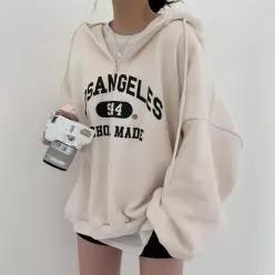 [라일리여성의류] Rly 레터링 반집업 후드티 오버핏 지퍼 맨투맨 2색