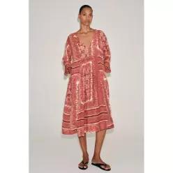 ZARA ZW COLLECTION PRINTED MIDI DRESS - Red 2228/005/600
